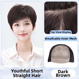 Is a wig | Real Hair Fiber Fashion Youthful Elderly Friendly Lightweight Breathable Natural Short Womens Wig