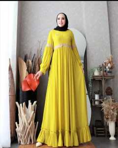 Baju Gamis Kekinian Wanita Terbaru 2023 Dewasa Mewah WULAN DRESS CERUTY BABYDOLL FULL FURING BUSUI