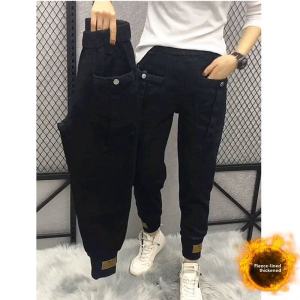 Thickened Fleece Harlan Pants Sports Casual Trousers Outerwear Loose Fit Autumn Winter Fashion plus Size Straight Leg Trousers