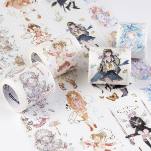 Retro Style Gold Foil Adhesive Tape for Scrapbooking Sweet Girl Character Stickers Creative Cultural Business Supplies