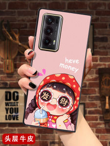 Ultra-Thin Genuine Leather Shell for Honor MagicV5 VS2 to VS3 Full Cover Cute Female Version Anti-Fall Cartoon Design Mobile Phone Case