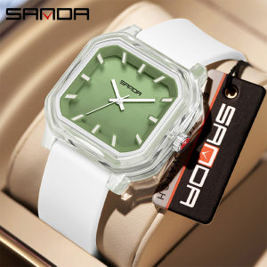 SANDA Kids Watch Original Jelly Color Quartz Watch Square Watch Minimalist Exam Watch Sports Watches for Students Silent Luminous Waterproof Casual Fashion Watches