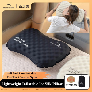Ice Silk Pillow MOUNTAINHIKER Outdoor Camping Portable Pillow Napping Travel Pillow Storage Sleeping Artifact Inflatable Pillow