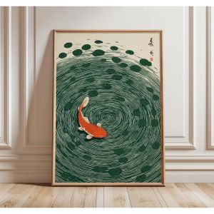 BILIBILI | Japanese Lotus Art Print Minimalist Zen Wall Art Vintage Botanical Poster Asian Inspired Home Decor Serene Nature Illustrati