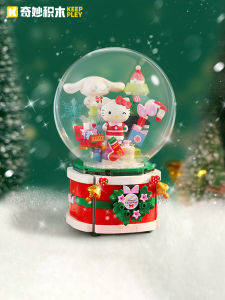 Wonderful Keeppley Sanrio Christmas Music Box Kitty Cat Toy Building Blocks Musical Gifts for Girls Creative Educational Toys