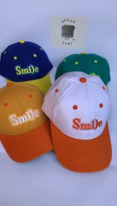 SpeakBaby.ID Produk / Topi Anak motif Bordir Smile Model Kekinian Topi Bordir Smile anak laki-laki dan Perempuan