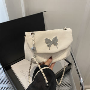 Fashionable Butterfly Chain Crossbody Bag for Women Commute Shoulder Bag Stylish Versatile Small Size PU Leather Handbag