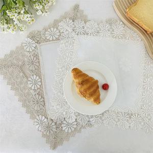 French Vintage Lace Embroidery Napkin Ring Coffee Shop Restaurant Decorative Table Mat Dining Room Party Decoration