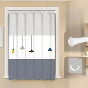 Bathroom Window Curtain Waterproof Blocking Privacy Shower Room Small Window No Drilling Needed Cute Print Polyester Fabric