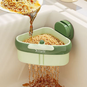 Corner Sink Strainer | Suction Cup Sink Corner Rack | Sinks Trash Waste Catcher | Press Automatic Dumping Sinks Drainer Basket