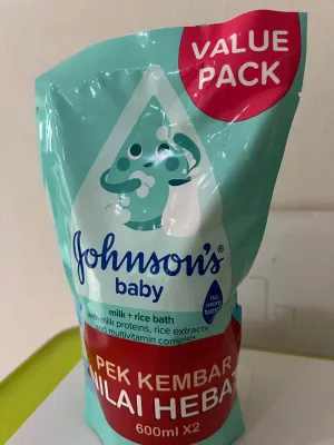 Johnson Mandi Bayi / Baby Milk + Rice Bath 600ml Refill [Twin Pack] Exp:2028
