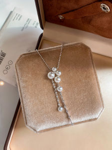 CAFFTI | Long Tassel Australian White Pearl Crystal Fringe Necklace