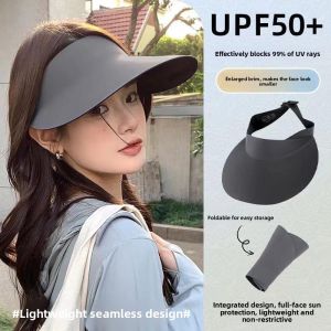 Ultra-Light One-Piece Seamless Sun Hat Fashionable Summer Casual Foldable Empty Top Hat with Large Brim for Sun Protection