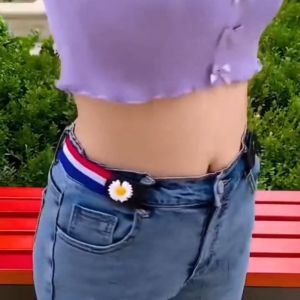 Thắt lưng vải co dãn. Thắt lưng chun có khuy bấm cho nữ. Thắt lưng lười vải dệt hiện đại thời trang cá tính trẻ trung