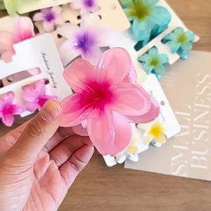 Jepitan Rambut 3in1 Cantik Model Bunga Kamboja Hair Clip Bunga Bali Aksesori Rambut Wanita Plumeria Warna Soft PST