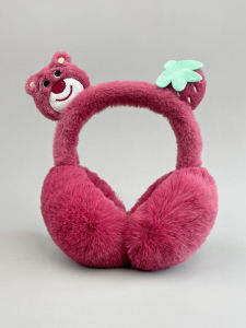 Strawberry Bear Earmuffs Female Cute Winter Warm Earmuffs Ear Covers Student Kids Ear Warmer Wind-Proof and Cold Protection Earmuff