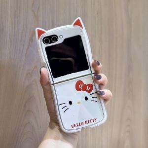 Sanrio | Fashion INS Kawaii Sanrio Cartoon Hello Kitty Kuromi Case For Samsung Z Flip 8 7 6 5 Girlish Phone Shockproof Protect Back Cover