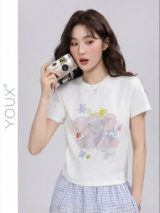 YOUXIANG | Áo Thun In Hình Voi Hoạt Hình