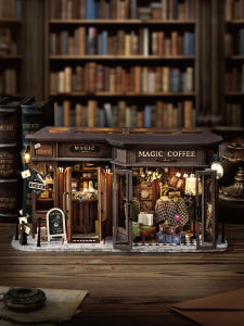 Cute Room Coffee Shop Handmade DIY Cottage Retro Assemble Miniature Small House Model 3D 3D Puzzle Model Boys