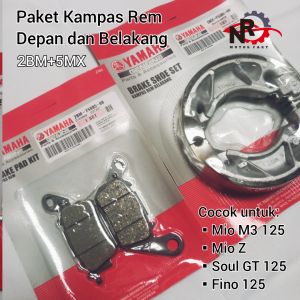 Paket Kampas Rem Depan 2BM dan Tromol Belakang 5MX Motor Mio M3 125 Mio Z Mio S Fino 125 Soul GT 125 FI