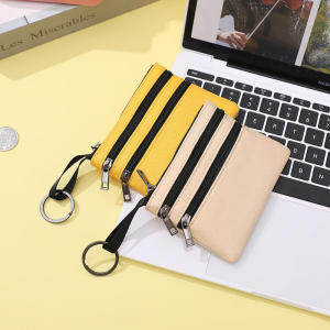 2025 New Canvas Mini Coin Purse Simple double Zipper Storage Pouch Short Money Pocket Solid Color Key Bag Women Men Cute Wallet