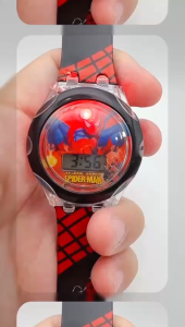 (K5) Jam Tangan Spider Man Muzik Lampu / Marvel Cartoon Light Music Kids Watch
