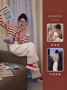 ชุดแฟชั่นฤดูใบไม้ร่วงสำหรับผู้หญิง ชุดสามชิ้นสไตล์เกาหลี ทรงเข้ารูป แขนยาว คอกลม สไตล์น้ำ Salinity ชุดแฟชั่นสำหรับผู้หญิง