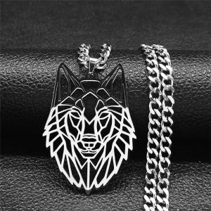 2026 Fashion Wolf Animal Stainless Steel Necklace for Women/Men Silver Color Pendant Necklace Jewelry Pendentif Homme ZZZXH343