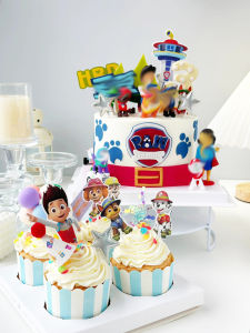 Dog Team Birthday Cake Decoration Cute Cartoon Theme Party Push Pop Stickers Dessert Table Decorations Boys Birthday Supplies