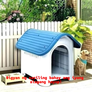 Outdoor waterproof and windproof dog house for large dogs with large space plastic and rainproof for all seasons (Iron Door Not Included)