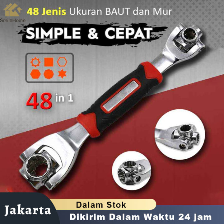 Tiger Wrench Kunci Ring Pas Shock Set Universal Socket Profesional Mobil Motor Serbaguna Pas 48 in 1