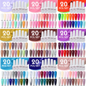 Clou Beaute 20pcs Gel Nail Polish Set 8ml Bottle UV LED Color Nail Glue Summer Nail Polish Esmalte Top Base Coat Gel Varnish