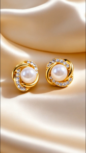 [SG] Pearl Twist Stud Earrings | Gold & Pearl Crystal Stud Earrings | Elegant Korean-Inspired Everyday Jewellery | Classic Pearl Earrings - ear me out (EMO-71)