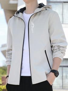 ROMON | Loose Fit Mens Hooded Jacket Casual Outdoor Windproof Polyester Fiber Long Sleeve Zipper Decorated Fashion Urban Style Coat