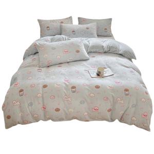 Cat Person 2025 New Cartoon Milk Velvet Four-Piece Set Winter Thickened Coral Velvet Bedding Duvet Cover Sheet Set Bedding