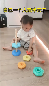 Baby Rainbow rotating tower Spining Stacking Toy 6 - 12 Months Stacker Early Educational