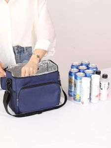 Large capacity canvas thermal insulation lunch bag Portable thermal insulation lunch box Handbag Outdoor picnic lunch bag Large Oxford waterproof thermal insulation lunch bag