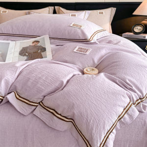 Luxury Simple 100% Cotton Linen Bed Sheet Set