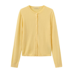 100% Wool Multicolor Regular Fit Thin Knitted Cardigan
