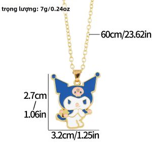 Bandai | Kuromi Anime Hoạt Hình Dễ Thương Hình Vòng Cổ Mặt Dây Chuyền Thời Trang Cho Bé Gái Sinh Nhật Tặng Kim Loại Cosplay Phụ Kiện