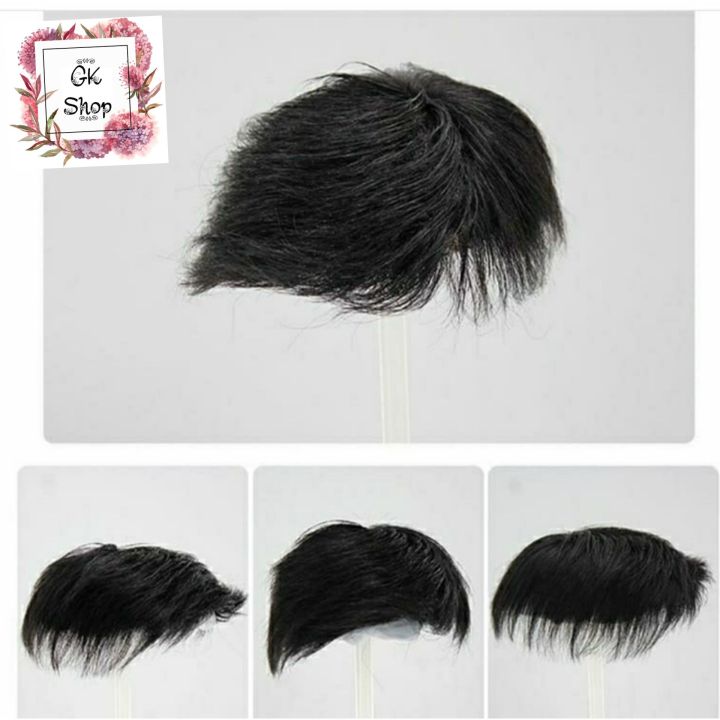 toupee wig pria rambut palsu penutup botak Wigmale Wajah Botak