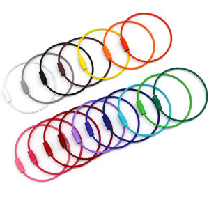 Stainless Steel Keychains with Colorful Lacquer Coated Steel Wire Ring for Bags and Candy Colored Steel Wire Rope