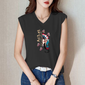 Loose Fit Korean Style Pure Cotton V-Neck Short Sleeve T-Shirt Summer Slimming Versatile Chicken Heart Neck Top plus Size