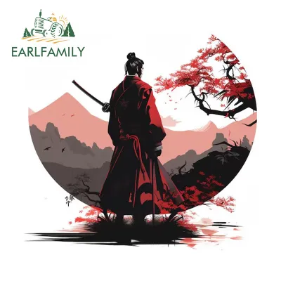 EARLFAMILY สติ๊กเกอร์ติดรถนักรบซามูไรรถมอเตอร์ไซค์สกู๊ตเตอร์กระจกมองหลังไม่เหมือนใครอุปกรณ์เสริมรถยนต์กันน้ำกันรอยขีดข่วน