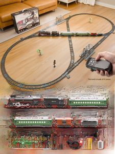 Electric Remote Controlled Steam Train Track Toy Green Carriage Childrens Small Train Boys Educational Birthday Gift