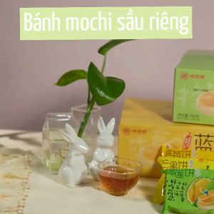 Bánh Mochi Sầu Riêng Hộp 500g Hương Vị Sầu Đặc Trưng Ngọt Nhẹ Thơm Ngon