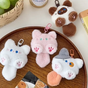 FunFactory Kawaii Soft Stuffed Animal Long Tailed Cat Toys Keychain Plush Doll Bag Car Pendant Keyring Trinket Kids Birthyday Gift