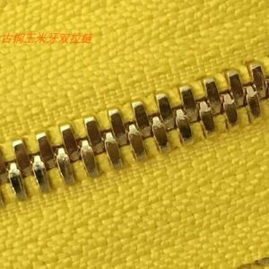 Gold Copper Corn Tooth Two-Way Zipper No. 3 No. 5 DIY Metal Copper Leather Bag Hardware Accessories for Bag Two-Way Zipper