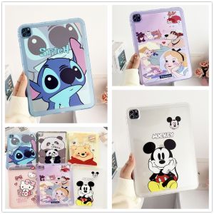 For Apple iPad Pro Air 13 11-in M2 M4 iPad 10th 9th 8th 7th 6th 5th Air 1 2 Pro 5th 4th 3th Mini 9.7" 10.2" 10.5"10.9"11.0" 7.9" 8.7" 12.9" 2022 2024 Kids Tablet Cute Cartoon Stitch Soft Clear TPU Thin Case Cover