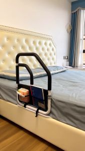 Bed Rails for Elderly Adults Safety Adjustable Bed Assist Rail with Storage Pocket Bedside Fall Prevention Mobility Aid for Pregnant Disabled
